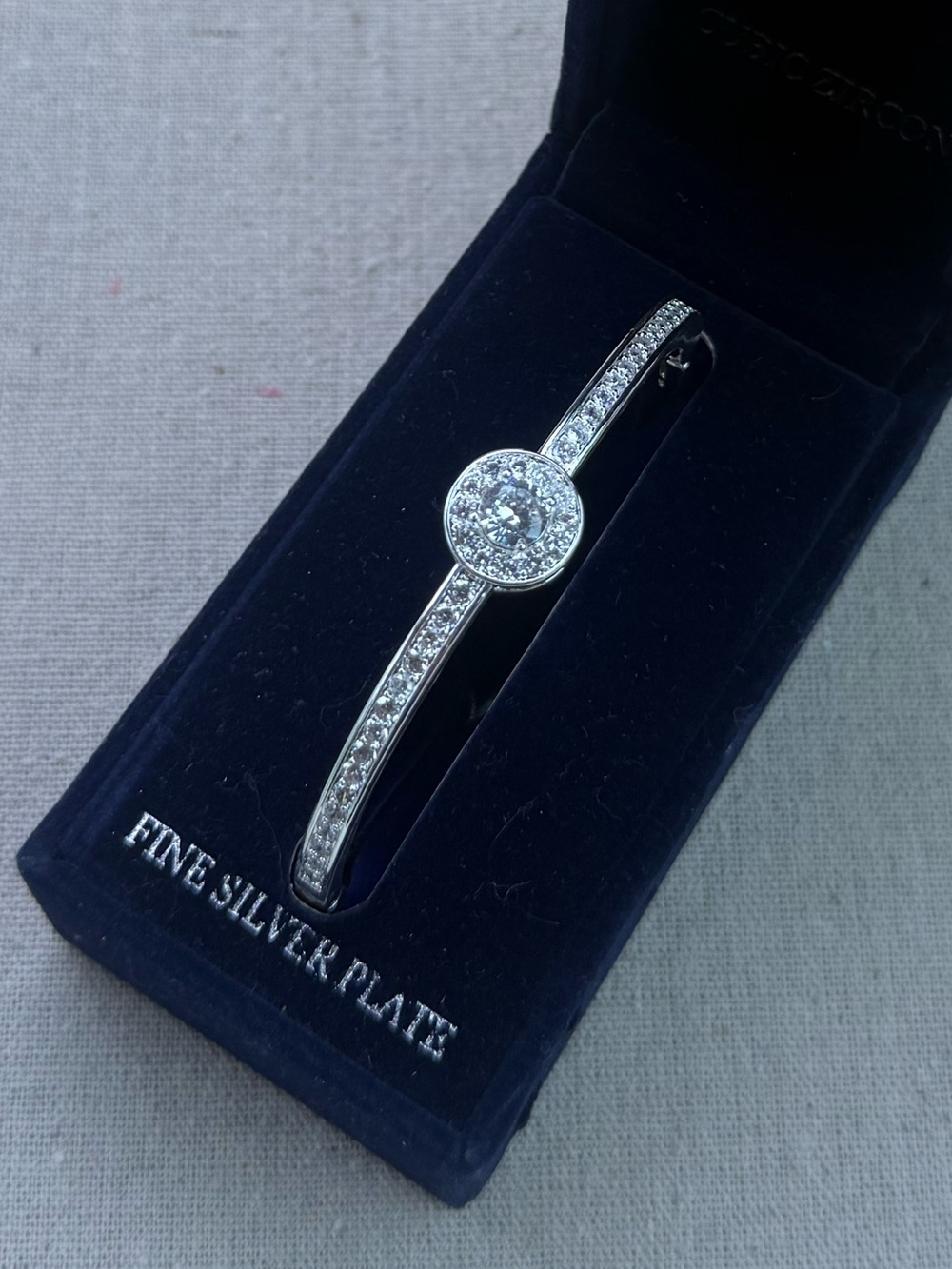 Sparkle Allure Silver plated cubic zirconia bangle nwt